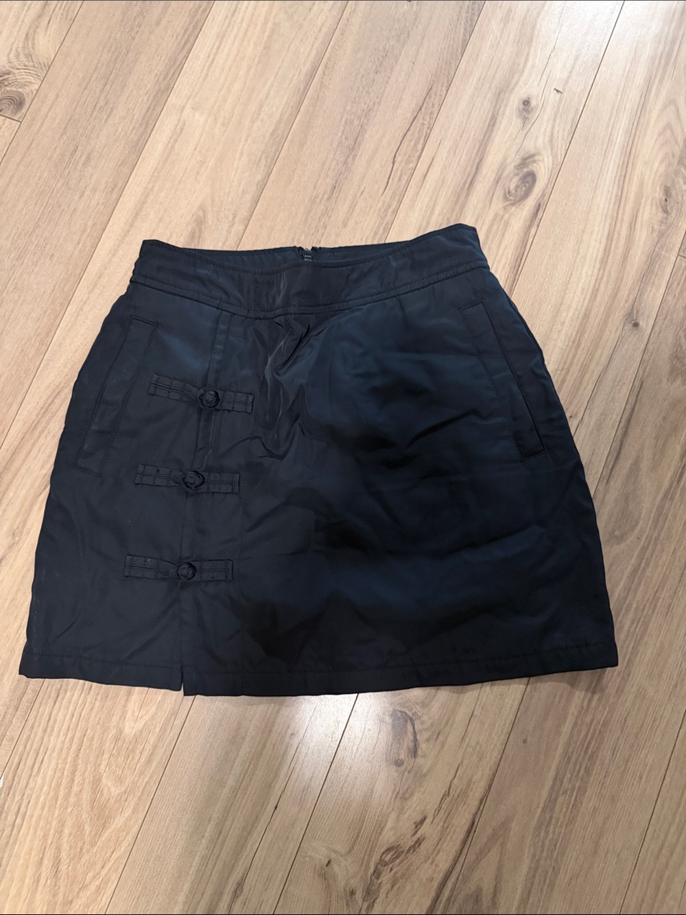 X-Girl Black Mini Skirt with Frog Buttons - Women